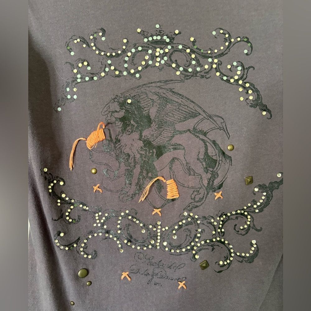 YAG Couture Vintage Mall Goth Hoodie Faux Layered Graphic Tee Juniors S XXS XS - Picture 5 of 8